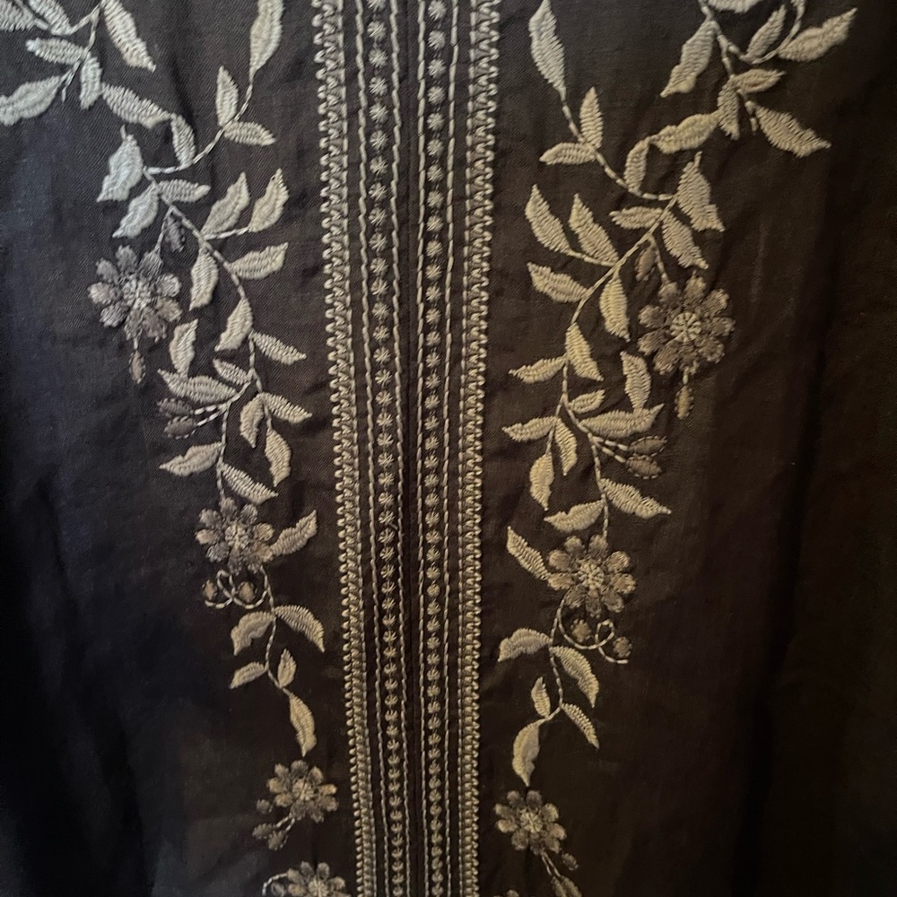 J.JILL Pure Jill Embroidered Dark Brown Sleeveless Dress - Picture 7 of 11